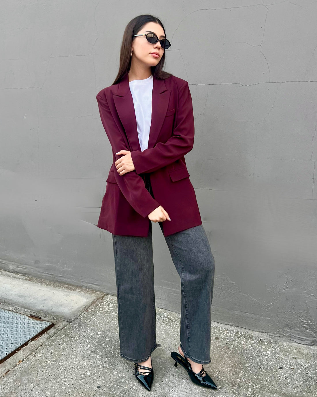 Blazer Saco Sastre Oversize Vino
